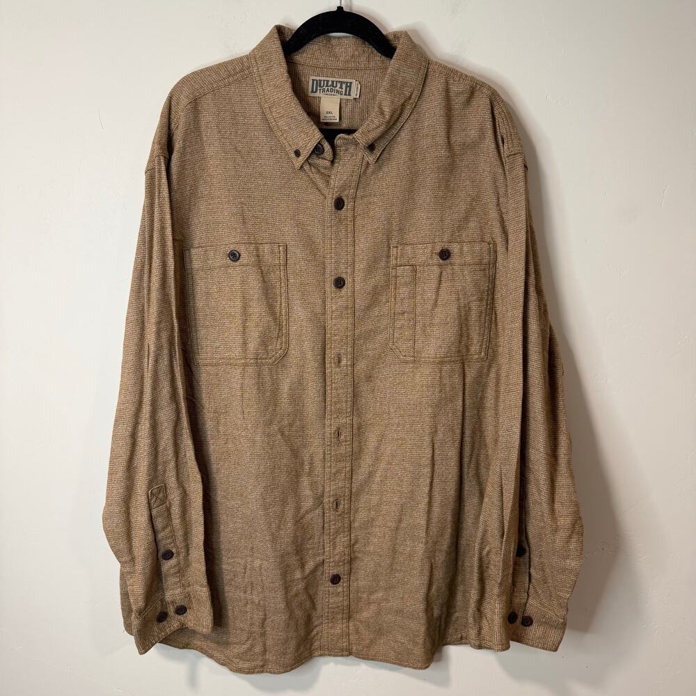 Duluth Trading Co Men's Kennesaw Relaxed Fit Long Sleeve Shirt Tan 2XL